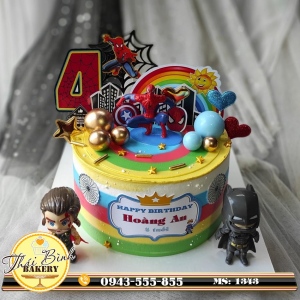 Bánh kem 7 sắc cầu vồng người nhện, thần sấm msn con Hoàng An 8 tuổi