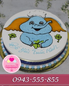 bánh kem vẽ con voi nghộ nghĩnh