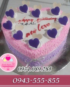 Bánh kem trái tim tông tím trắng đẹp dễ thương