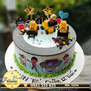 Bánh kem mô hình máy xúc-chú có cứu hộ tặng con Tiến Dũng 12T