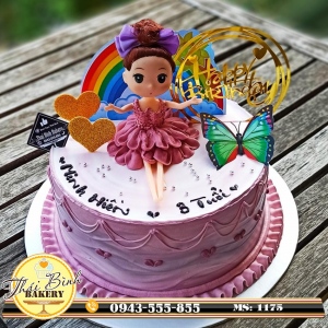 Bánh kem công chúa búp bê váy tím sen tặng con yêu