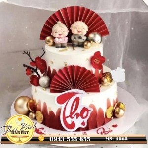 Bánh kem 2 tầng thọ mừng tho ông bà 90 tuổi