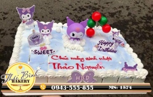 Bánh kem kuromi bóng sắc màu chúc mừng sinh nhật con Thảo Nguyên              