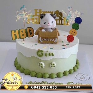 Bánh kem mèo ngồi ổ mừng sinh nhật con yêu