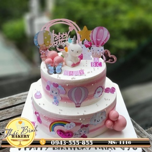 Bánh kem ngựa pony 2 tầng đơn giản mừng sinh nhật con Nhật Vy