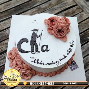 Bánh chữ cha nghệ thuật bắt hoa hồng nâu tặng bố
