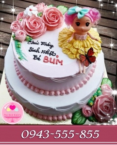 Bánh kem búp bế 2 tầng tặng bé gái
