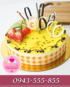 bánh mousse chanh leo hoa sô và dâu tây ngon tuyệt