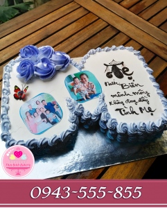 Bánh cắt chữ M tặng sinh nhật mẹ và gia đình
