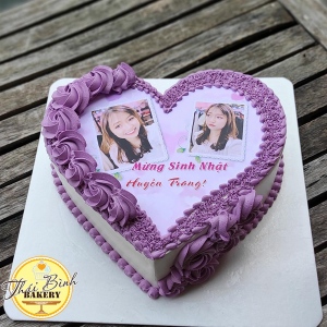 Bánh tim in full hình ảnh tông tím sang trọng 