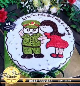 Bánh kem vẽ chú công an và vợ tặng ba Bằng