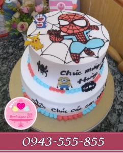 bánh kem 2 tầng vẽ người nhện tặng bé yêu