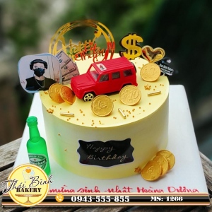 Bánh kem ô tô đỏ-bia heineken sang chảnh tặng con Hoàn Dương 18T