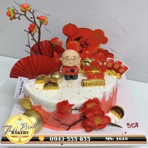 Bánh kem tượng ông pha trà hoa đào CMSN Bố tuổi 50