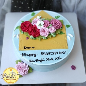 bánh hoa và lá thư tặng em gái xinh đẹp