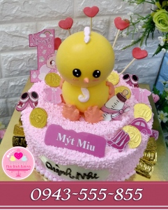 bánh kem tạo hình con gà 3d tặng bé gái mýt miu