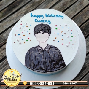 Bánh kem vẽ phác họa chibi anh trai dễ thương