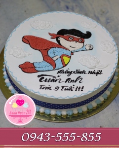 bánh vẽ ảnh bé trai làm supper man