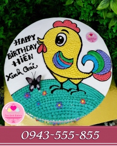 Bánh sinh nhật bé vẽ bé trai tuổi gà