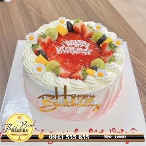 Bánh kem hoa quả mừng sinh nhật vợ yêu