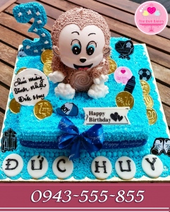 Bánh kem 3d tặng bé tuổi khỉ 3 tuổi