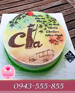 bánh kem viết thư  pháp chữ cha