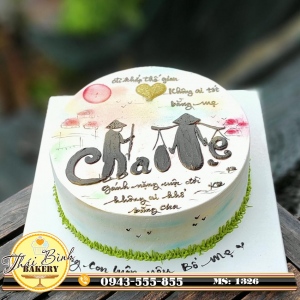 Bánh kem nghệ thuật chữ cha-mẹ ý nghĩa tặng bố-mẹ