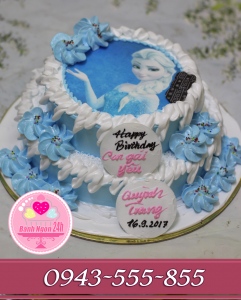 Bánh kem in ảnh elsa 2 tầng bắt hoa