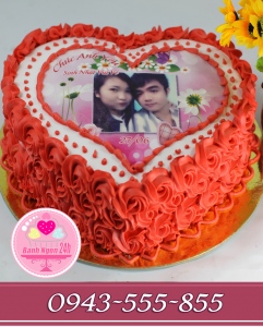 Bánh in ảnh tặng người iu hoa hồng tông đỏ