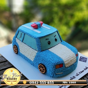 Bánh 3D tạo hình ô tô cảnh sát độc lạ tặng con Vũ Nam Anh 12T