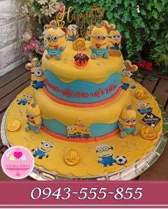 bánh kem 2 tầng chủ để minion