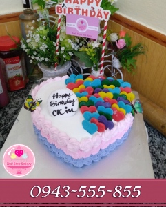 Bánh trái tim sắc mầu tặng ck yêu