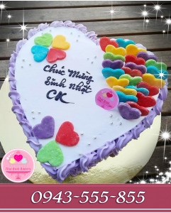 bánh kem trái tim sắc mầu tặng ck yêu