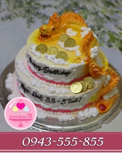 bánh kem 2 tầng tuổi rồng lượn trên mây