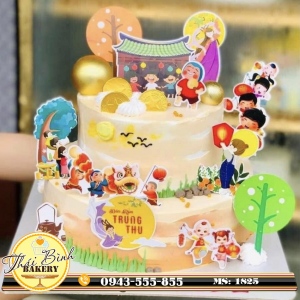 Bánh kem 2 tầng em bé múa lâm vuio trumg thu