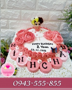 công chúa bánh kem tặng sinh nhật bé gái minh châu 2 tuổi