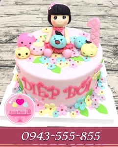Bánh fondant maruko tặng bé gái