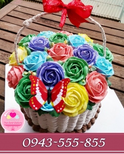 bánh sinh nhật giỏ hoa bắt hoa sắc mầu