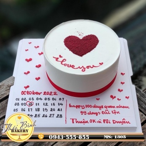 Bánh kem kỉ niệm 100 ngày quen nhau đơn giản đẹp