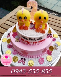 Bánh kem 3d  tặng bé sinh đôi tuổi con gà