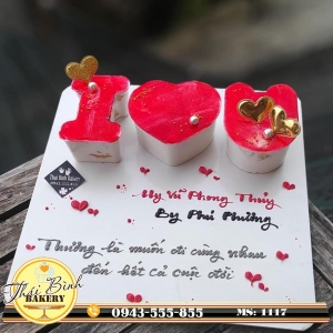Bánh kem chữ I <3 U đơn giản, sang tặng bạn