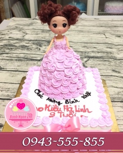 bánh búp bê tông hồng tặng bé gái