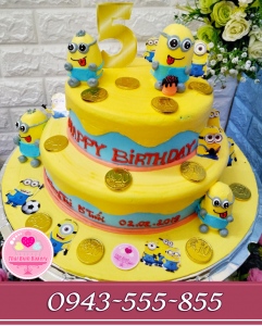 bánh kem 3d 2 tầng đội quân nhí nhố minion tặng con yêu 5 tuổi