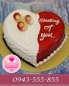 Bánh trái tim tông đỏ trắng tặng người yêu