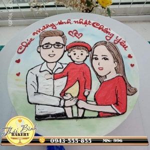 bánh mẹ và con gái chúc mừng sinh nhật chồng yêu