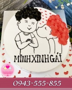 Bánh vẽ kem kỷ niệm troll bạn gái