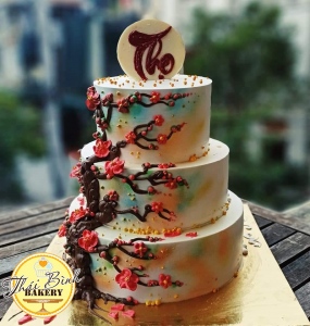 bánh kem mừng thọ 3 tầng
