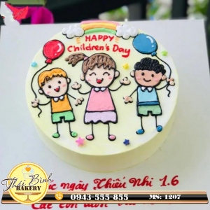 Bánh kem vẽ các bé vui chơi mừng ngày quốc tế thiếu nhi 1/6
