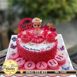 Bánh kem công chúa hoa hồng đỏ msn con yêu Bảo Anh