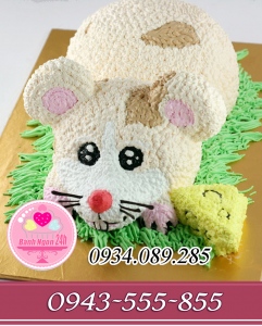 Bánh kem dựng 3D chú chuột ăn pho mát